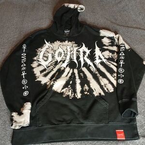 🤘💀 Rare Gojira x Shibori Bleach-Dye Hoodie 2XL – Wearable Metal Art Piece